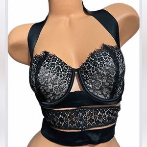 Victorias Secret Luxe Very Sexy Strappy Balconette corset lined halter bra 32DD